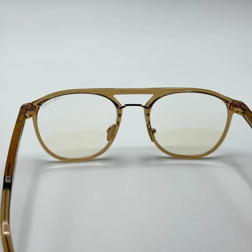 Tom Ford Eyeglasses Frame TF5982-B 045 Shiny Light Brown Pilot 52-20-145mm